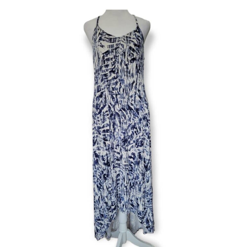 Cynthia Rowley Blue & White Abstract‎ Leaf Hi-Low Maxi Dress – Size M